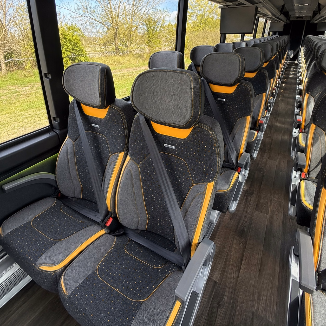 56 passenger charter bus inside